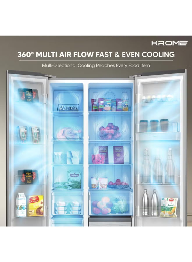 Krome 820L Gross Side-by-Side Refrigerator KR-SBS820WIH