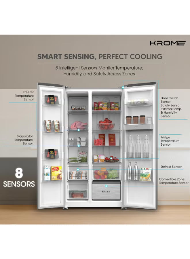 Krome 820L Gross Side-by-Side Refrigerator KR-SBS820WIH
