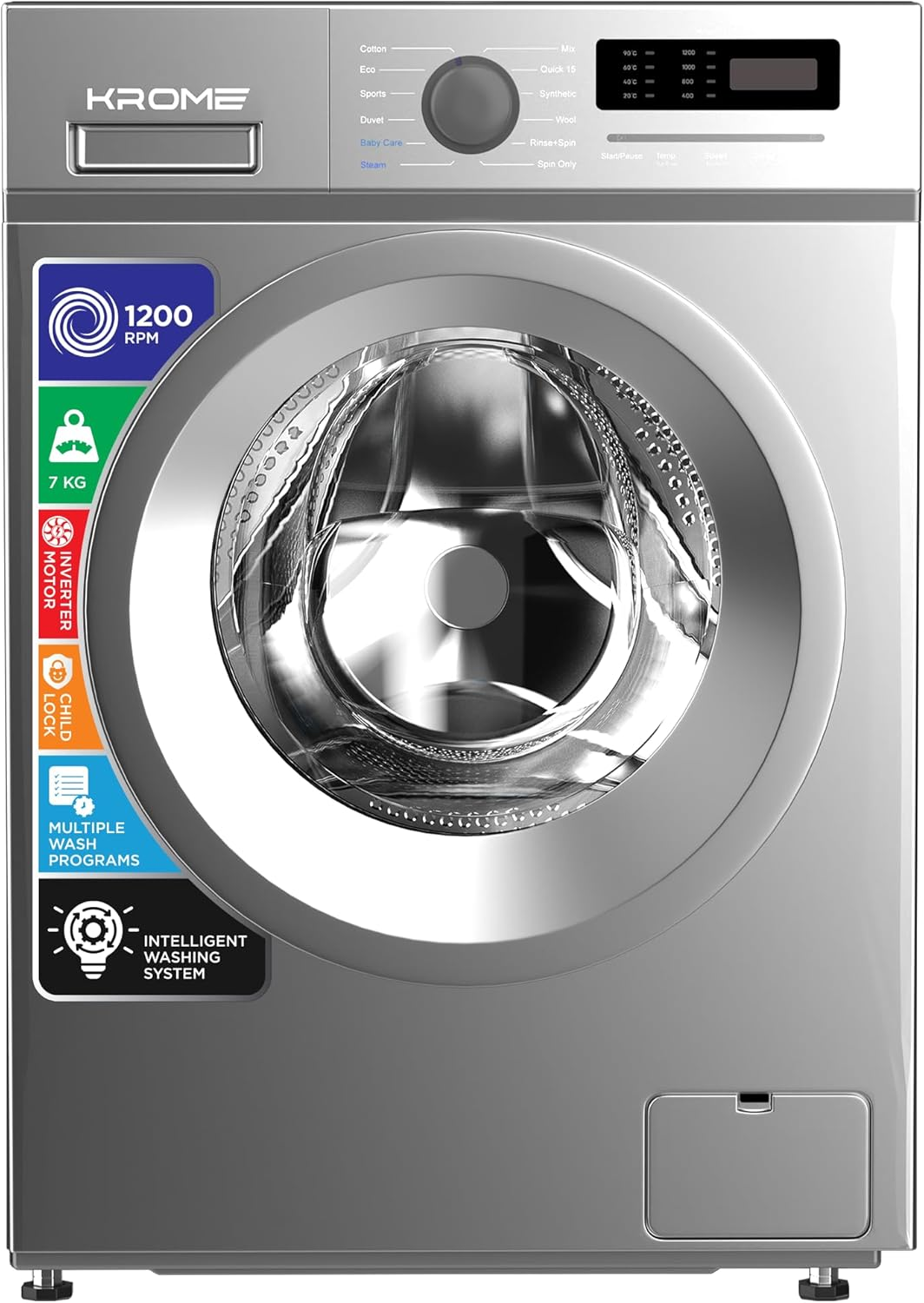 Krome Front Load Washing 7 Kg Capacity KR-WFL707SIS