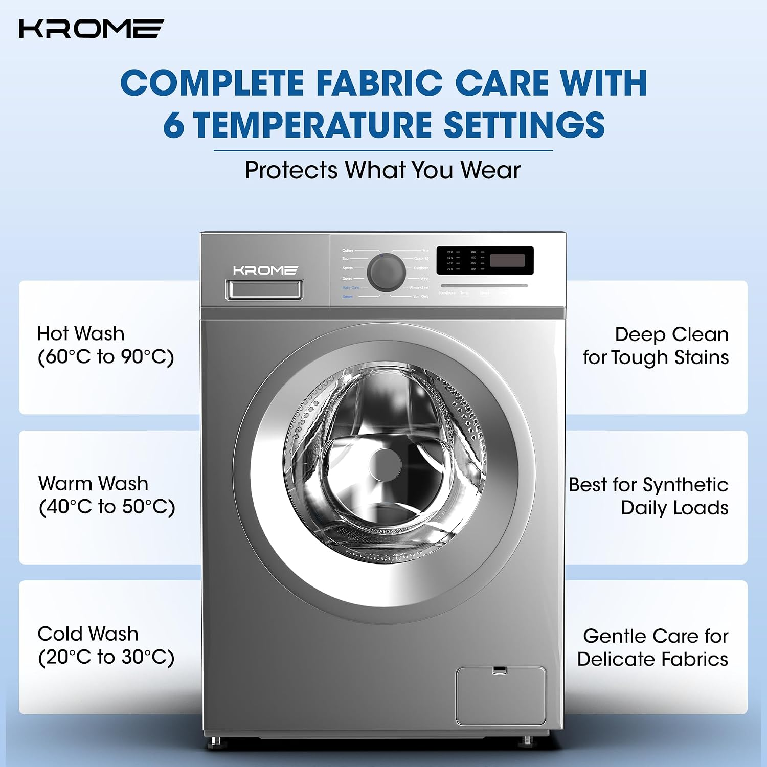 Krome Front Load Washing 7 Kg Capacity KR-WFL707SIS