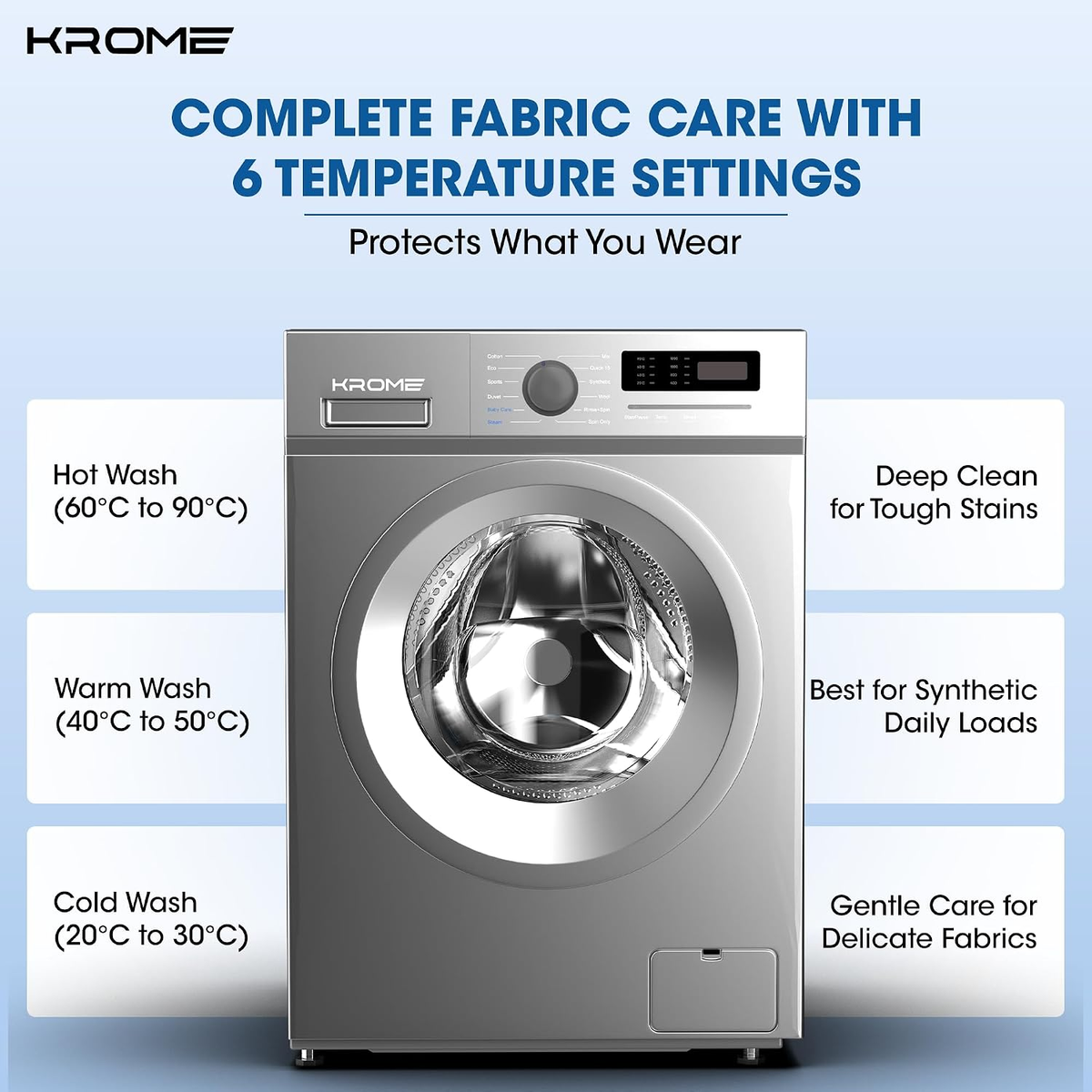Krome Front Load Washing 7 Kg Capacity KR-WFL707SIS