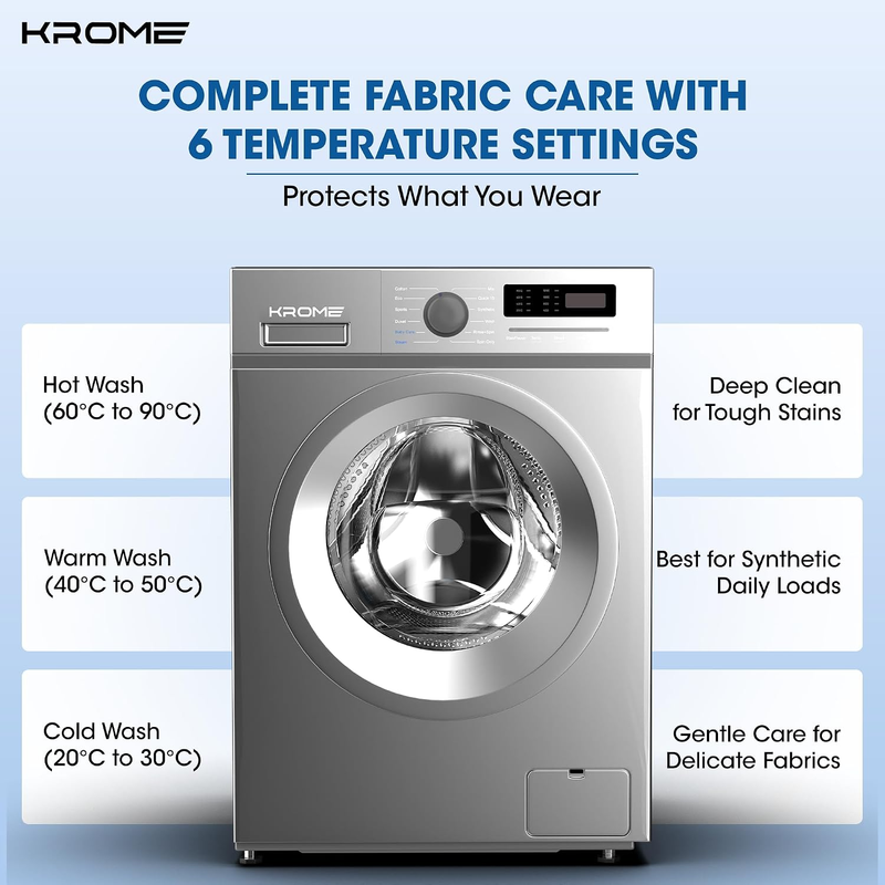Krome Front Load Washing 7 Kg Capacity KR-WFL707SIS