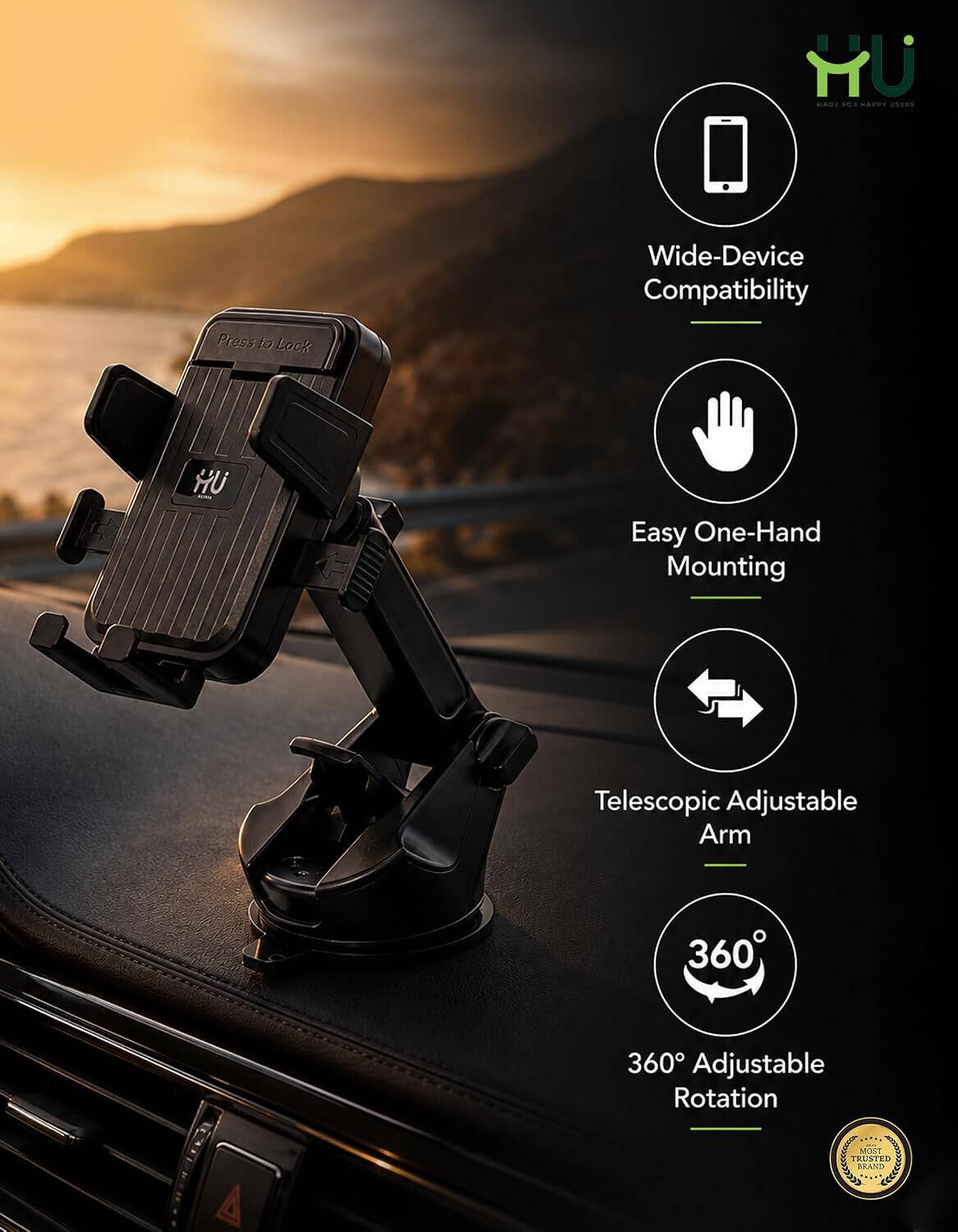 HU CAR HOLDER SUCTION CUP HAC-1033