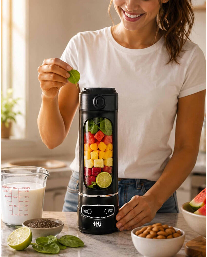 HU PORTABLE JUICER CUP  600 ML, WIRELESS PORTABILITY HSM-1019