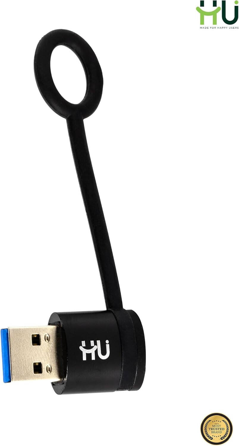 HU USB 3.0 Male to USB-C Female Adapter High-Speed Data Transfer Compact Design for Charging & Syncing USB-C Devices, Black HAC-1009
