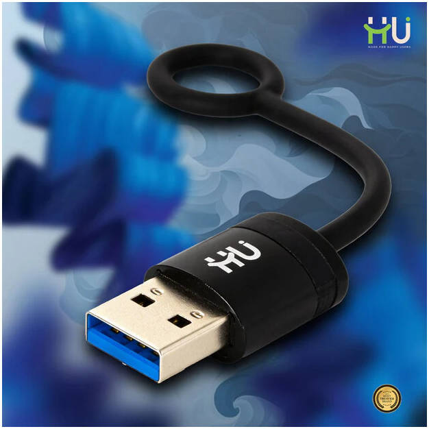 HU USB 3.0 Male to USB-C Female Adapter High-Speed Data Transfer Compact Design for Charging & Syncing USB-C Devices, Black HAC-1009