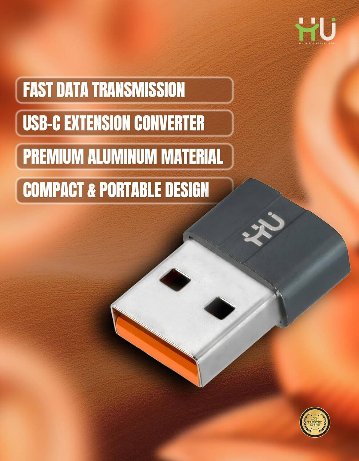 HU USB-C MALE TO USB FEMALE ADAPTER HAC-1012