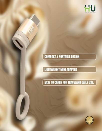 HU USB-C MALE TO LIGHTNING PD FAST CHARGING ADAPTER HAC-1013  (GOLD)