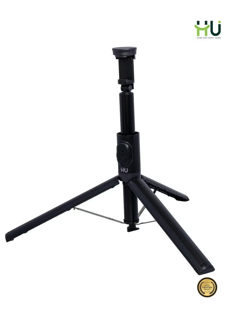 HU Bluetooth Selfie Stick Tripod1.7m Extendable Selfie Stick Automatic Pop-Up Tripod and Phone Holder for Photography HAC-1056