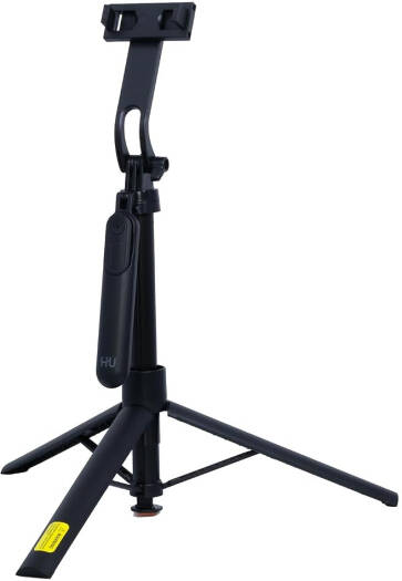 HU Bluetooth Selfie Stick with RemoteExtendable Phone Tripod 4-Axis Stabilizer, Wireless Shutter & Portable Stand for Selfies Video Recording & Live Streaming, Black HAC-1058