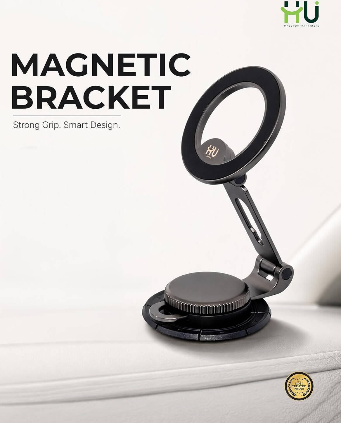 HU  Strong Magnetic Car Phone Holder,Rotation Mount with Powerful Magnetic Grip, Black HAC-1016