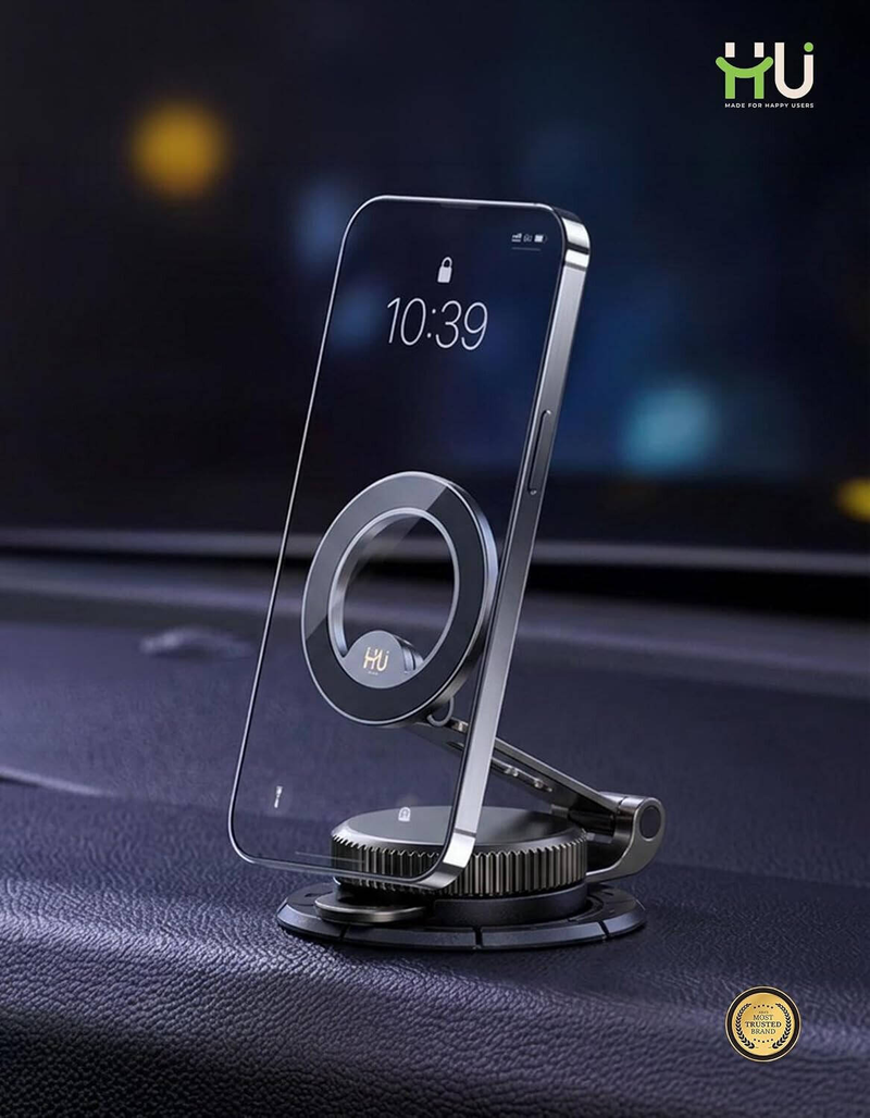 HU  Strong Magnetic Car Phone Holder,Rotation Mount with Powerful Magnetic Grip, Black HAC-1016