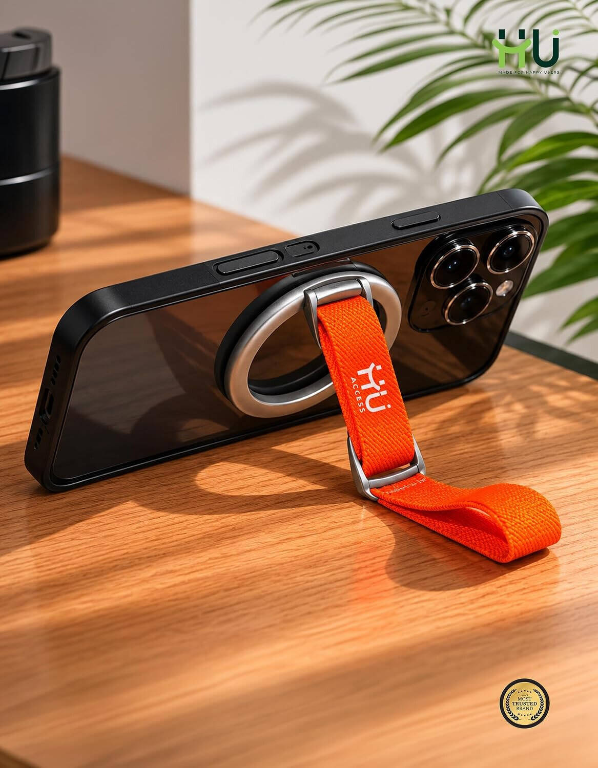 HU Foldable Universal Magnetic Phone Holder, Super Strong Magnet Mobile Stand Compact Portable Magnetic Bracket HAC-1021  (Orange)