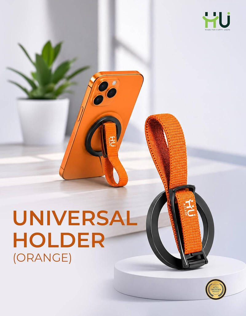 HU Foldable Universal Magnetic Phone Holder, Super Strong Magnet Mobile Stand Compact Portable Magnetic Bracket HAC-1021  (Orange)