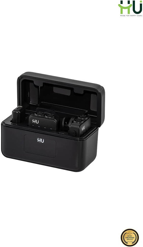 HU Dual Lavalier Microphone, Clip-On Wireless Microphone System, 360° Omnidirectional Sound Pickup, HAC-1025