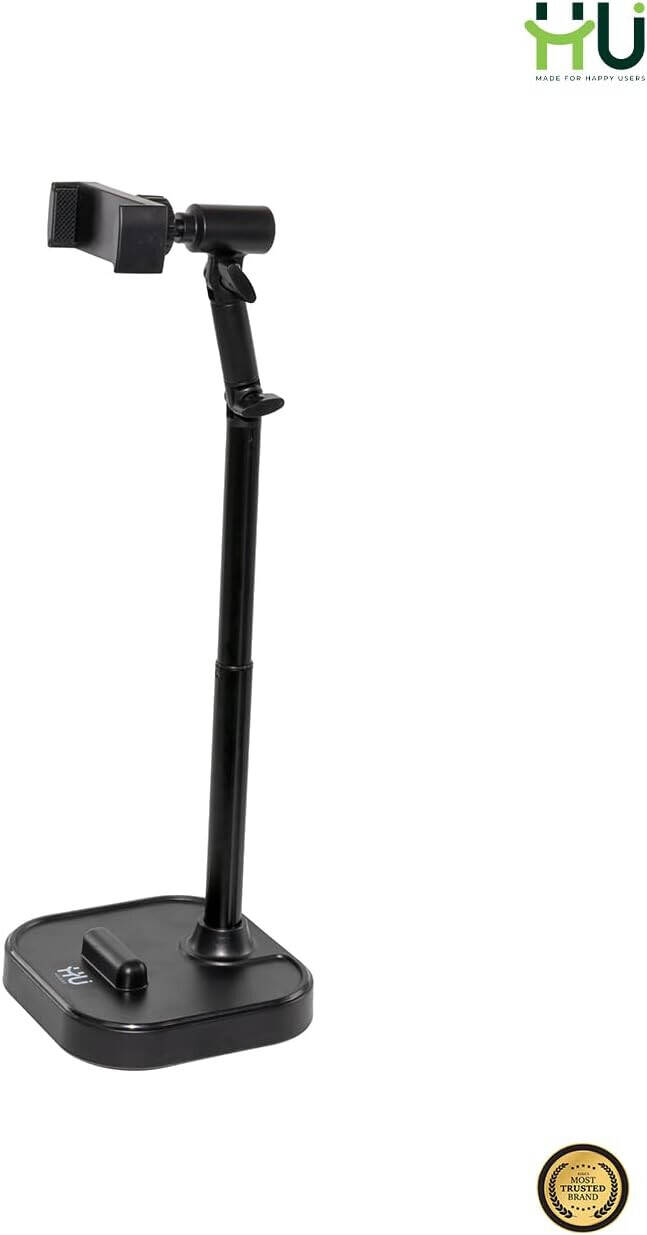HU Elevator Desktop Phone Holder, Adjustable Multi-Device Stand for Smartphones and Tablets Desktop Stand for Video Recording, Live Streaming and Hands-Free Use, Black | HAC-1028