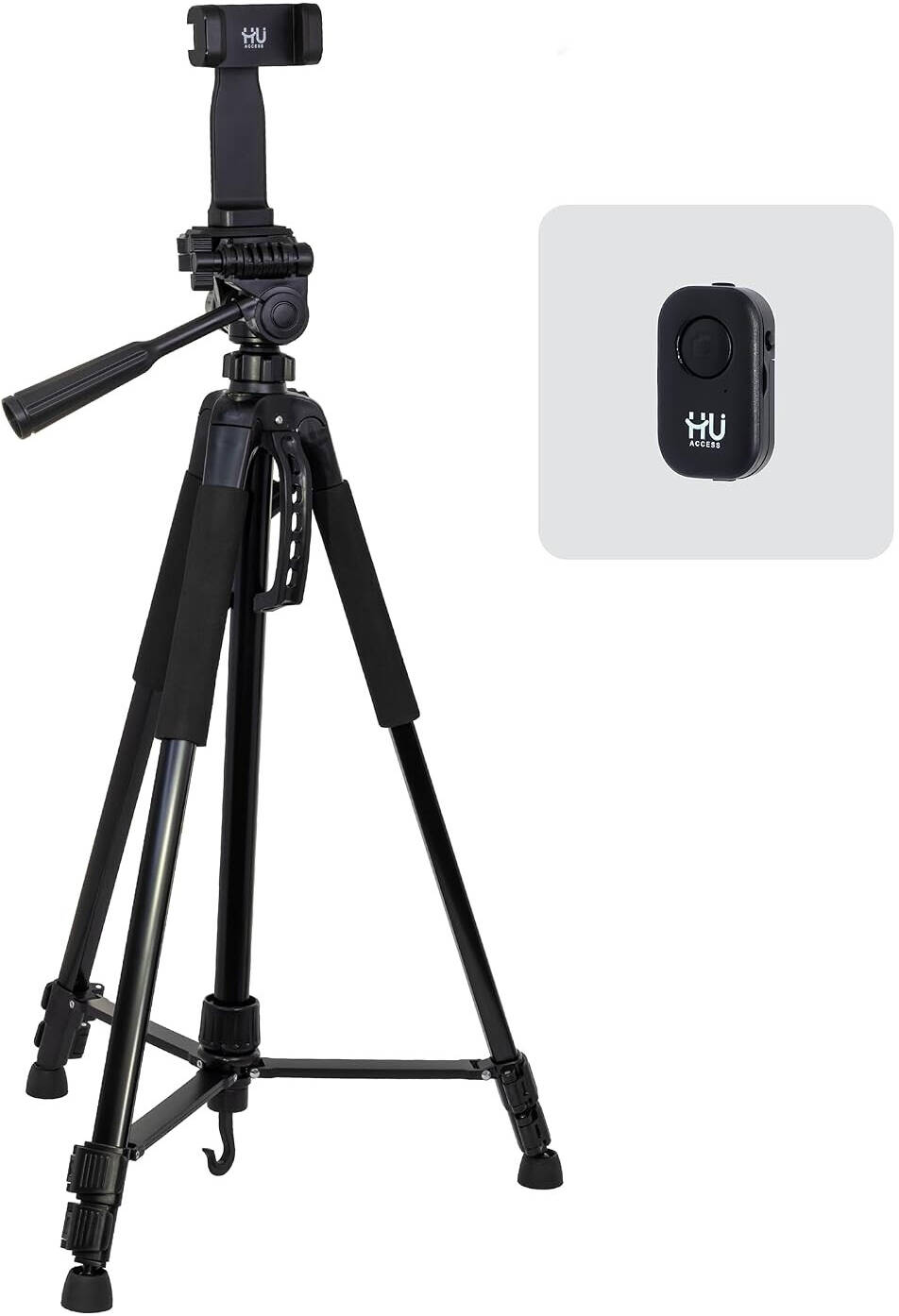 HU Camera & Camcorder Tripod, Adjustable Portable Tripod Stand with ABS & Stainless-Steel Construction for DSLR Cameras, Camcorders, Smartphones & Video Recording, Black HAC-1029