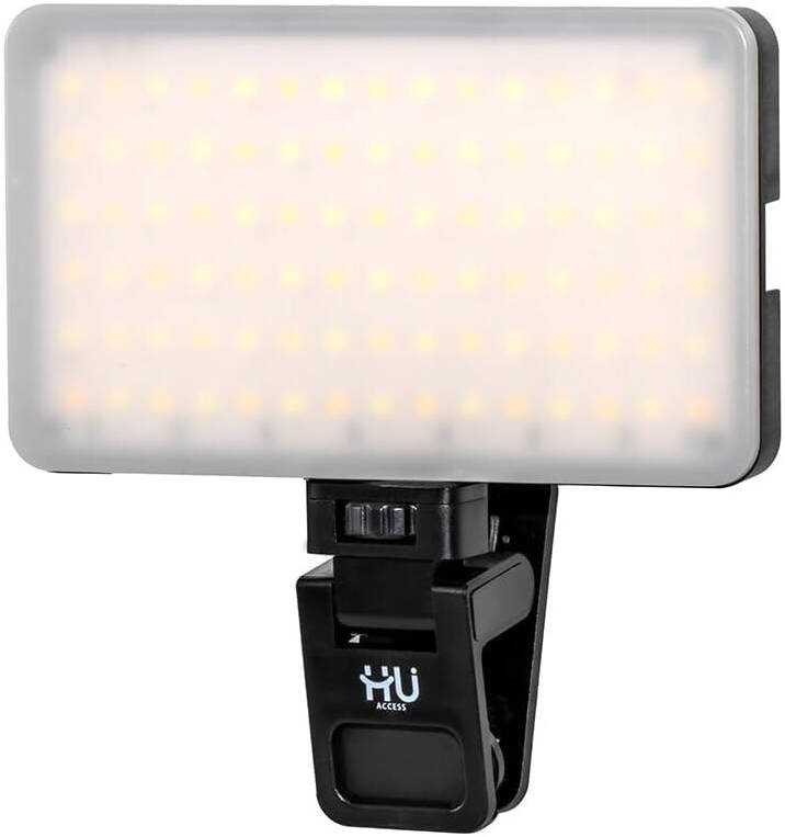 HU LED Camera Light Adjustable Colour Temperature, Portable Streaming & Photography Light for Smartphones Vlogging & Selfies, Black HAC-1030