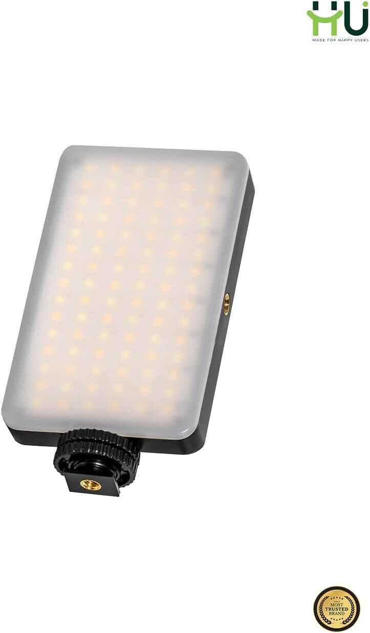 HU LED Camera Light Adjustable Colour Temperature, Portable Streaming & Photography Light for Smartphones Vlogging & Selfies, Black HAC-1030