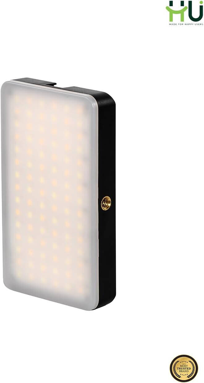 HU LED Camera Light Adjustable Colour Temperature, Portable Streaming & Photography Light for Smartphones Vlogging & Selfies, Black HAC-1030