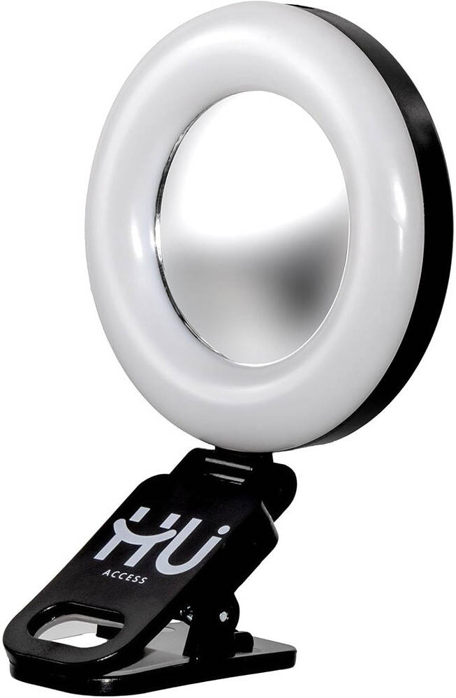 HU Portable RGB LED Light, Adjustable Rotation Ultra Lightweight 51g, Ideal for Videography, Makeup, and Selfies, Black | HAC-1032