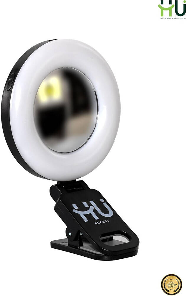 HU Portable RGB LED Light, Adjustable Rotation Ultra Lightweight 51g, Ideal for Videography, Makeup, and Selfies, Black | HAC-1032