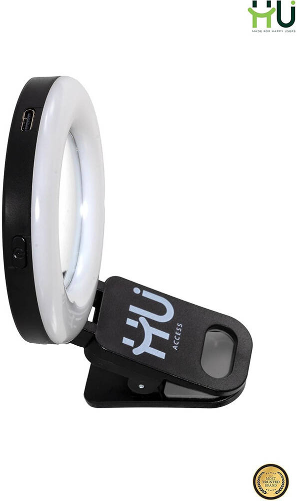 HU Portable RGB LED Light, Adjustable Rotation Ultra Lightweight 51g, Ideal for Videography, Makeup, and Selfies, Black | HAC-1032