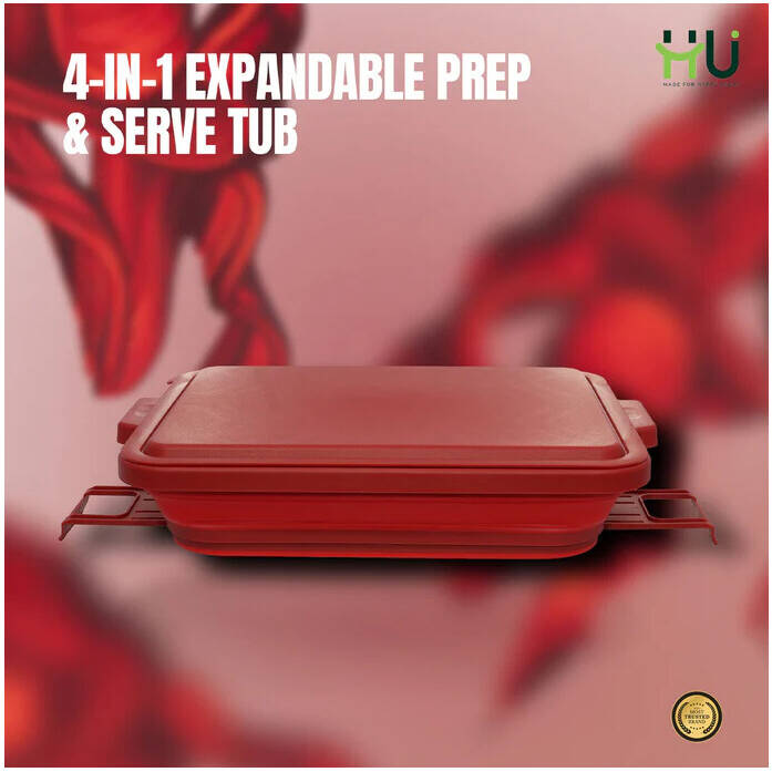 HU HKI-1009 BBQ OUTDOOR SUPPLIES-  4-IN-1 EXPANDABLE PREP&SERV  (Red)