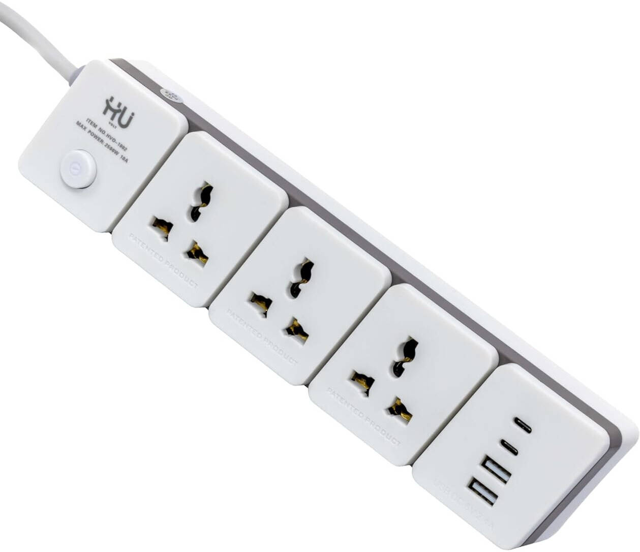 HU POWER SOCKET  3 SOCKET+USB, 3MTR HVO-1002