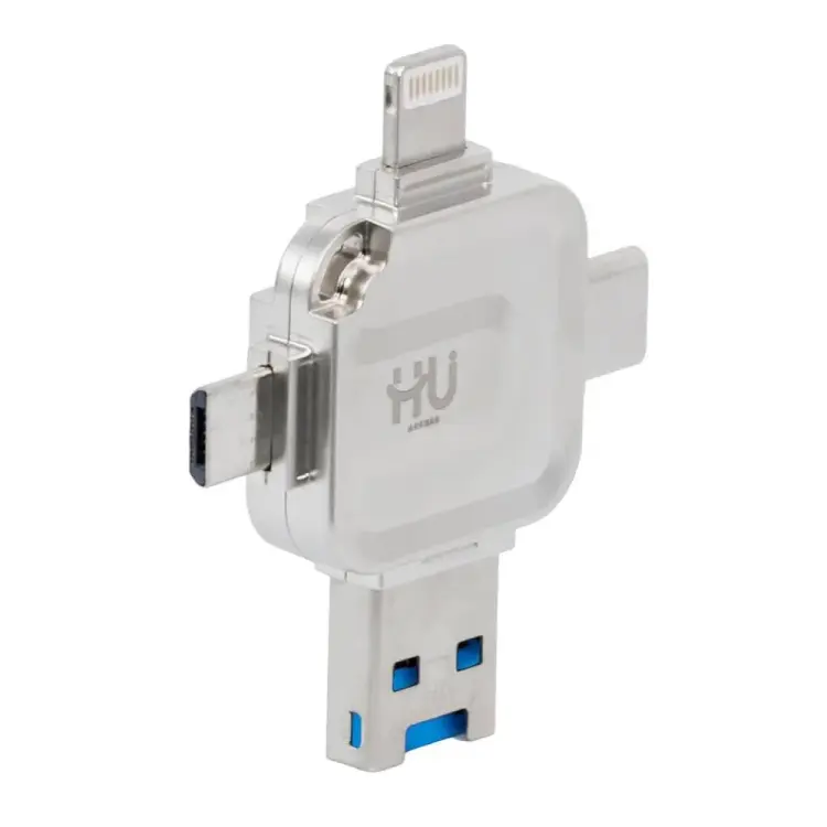 HU USB 3.0 Super-Fast Card Reade Plug & Play High-Speed Data Transfer Reader for iPhone, Android, Laptop & PC, Compact Portable SD/TF Card Reader, White HAC-1049