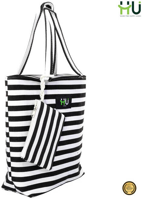 HU BAG ZEBRA M BLK&WHT HST-1006
