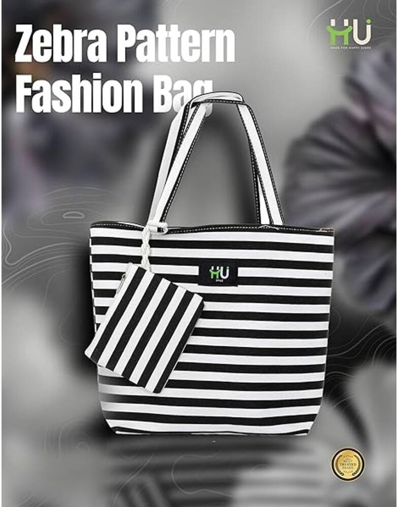 HU BAG ZEBRA M BLK&WHT HST-1006
