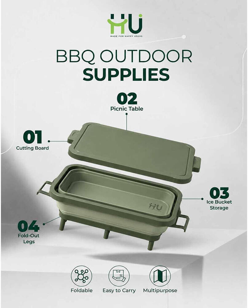 HU HKI-1009 BBQ OUTDOOR SUPPLIES-  4-IN-1 EXPANDABLE PREP&SERV  (Green)