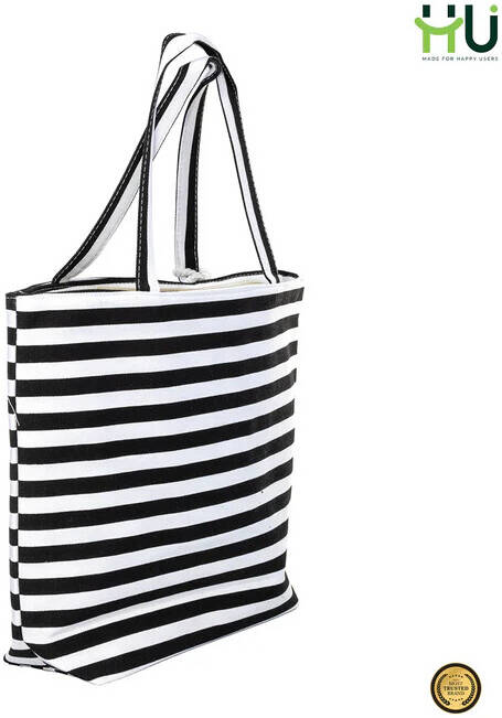 HU BAG ZEBRA L BLK&WHT HST-1004
