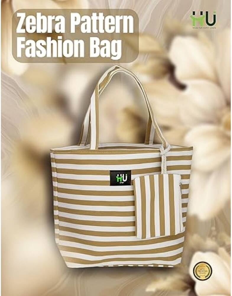HU BAG ZEBRA L CRM&WHT HST-1004