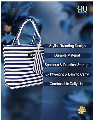 HU BAG ZEBRA L BLUE&WHT HST-1004