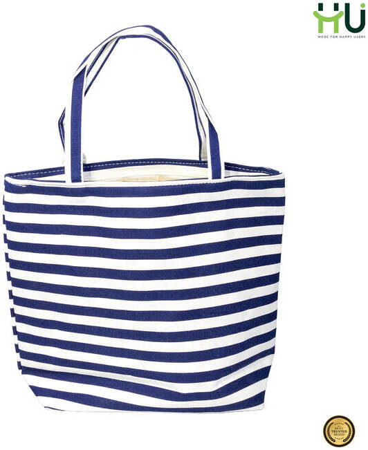 HU BAG ZEBRA L BLUE&WHT HST-1004