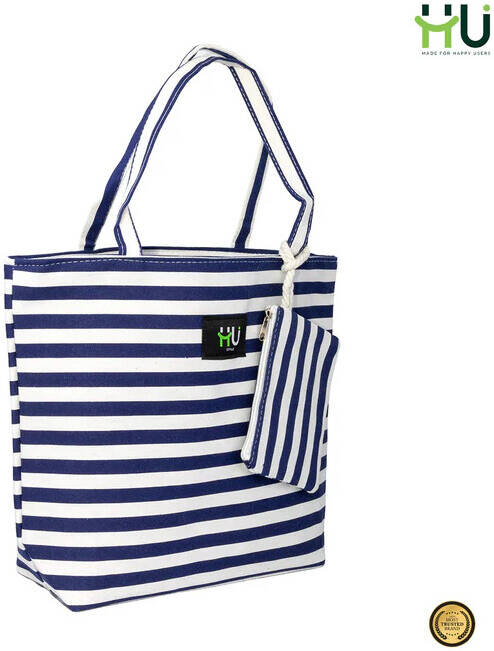HU BAG ZEBRA L BLUE&WHT HST-1004