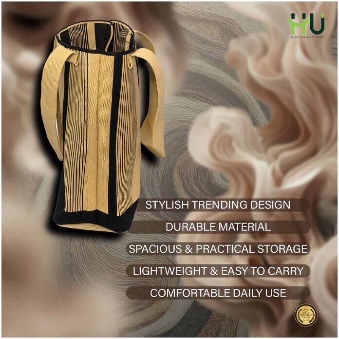 HU BAG HQ STRIPE LINE BEIGE&BLACK HST-1005