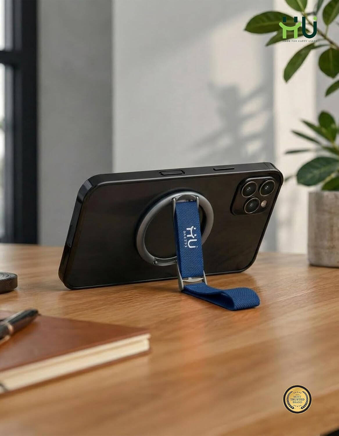 HU Foldable Universal Magnetic Phone Holder, Super Strong Magnet Mobile Stand Compact Portable Magnetic Bracket HAC-1021  (Blue)