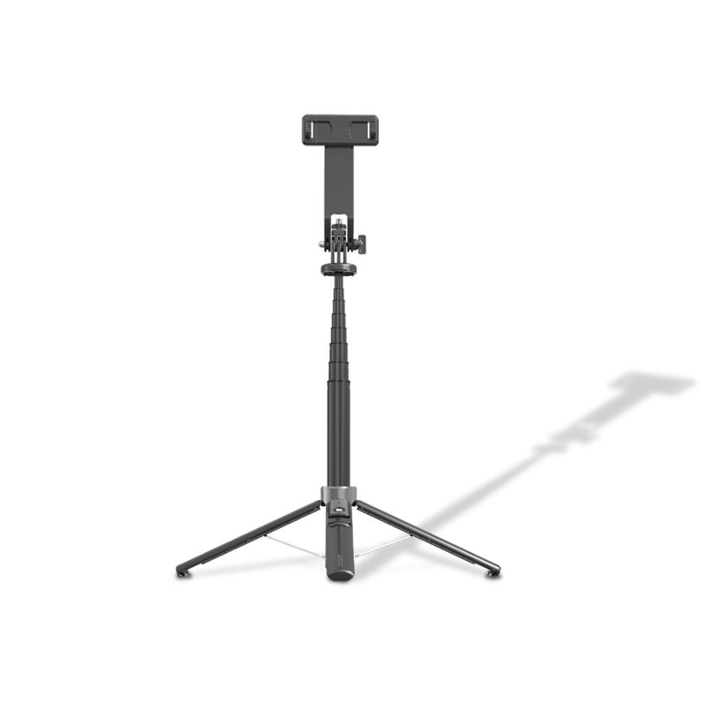 Porodo Dual Lighting Selfie Stick 135cm Extendable with Detachable Light 4 Leg Tripod - Black