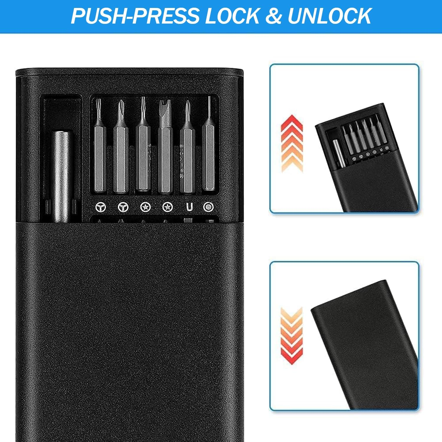 Powerology 22 Bits Screwdriver Set with Internal Storage - Black