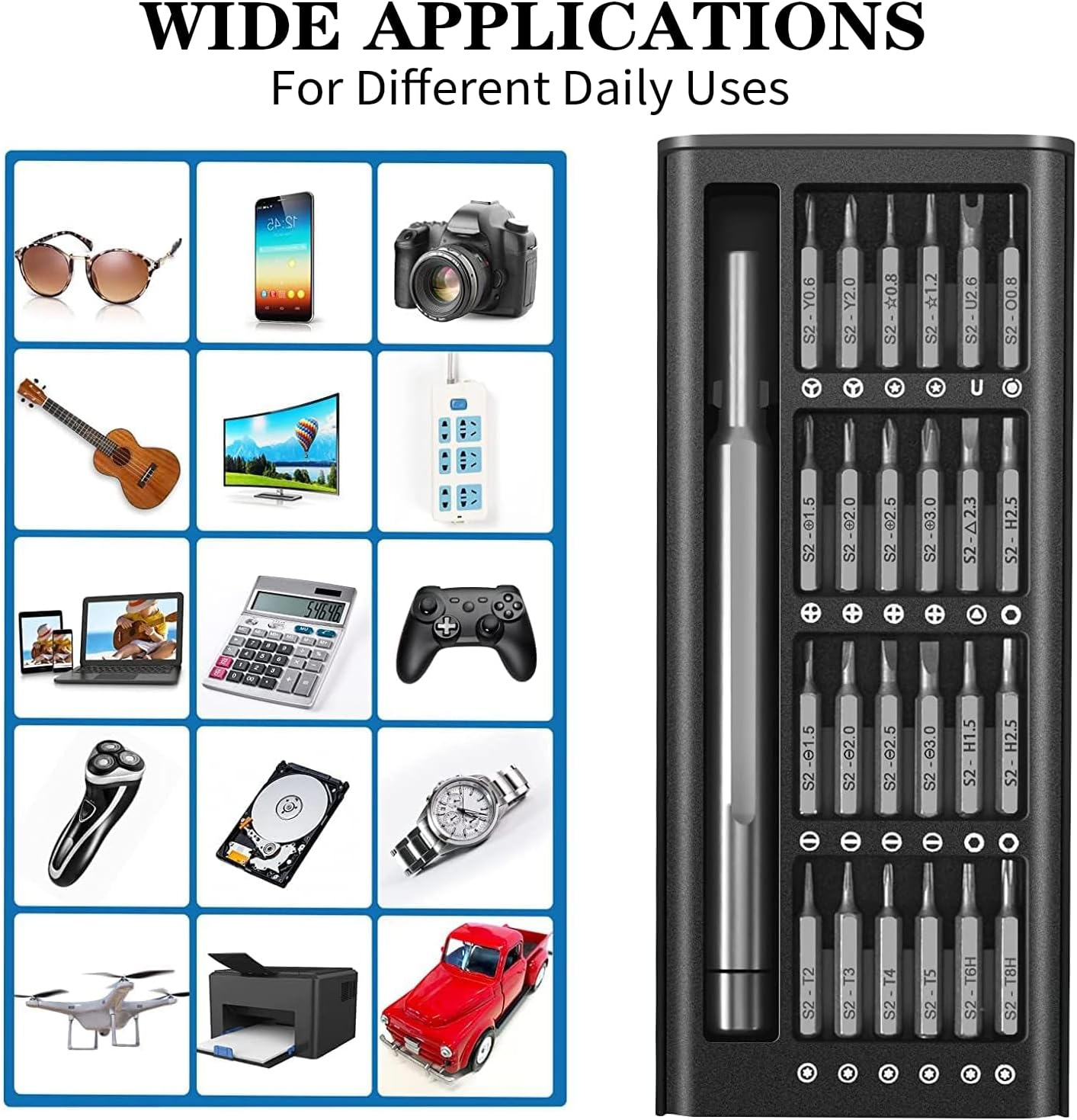Powerology 22 Bits Screwdriver Set with Internal Storage - Black