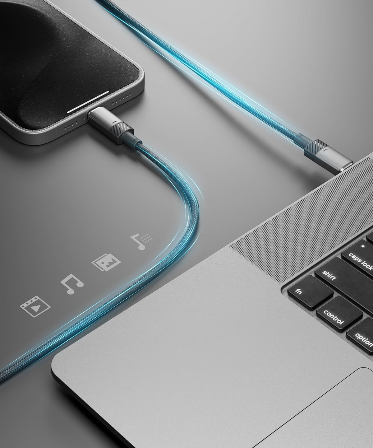Porodo Fast Charging Cable with 100W PD USB-C & Magnetic Lightning Connectors 1.2M Black