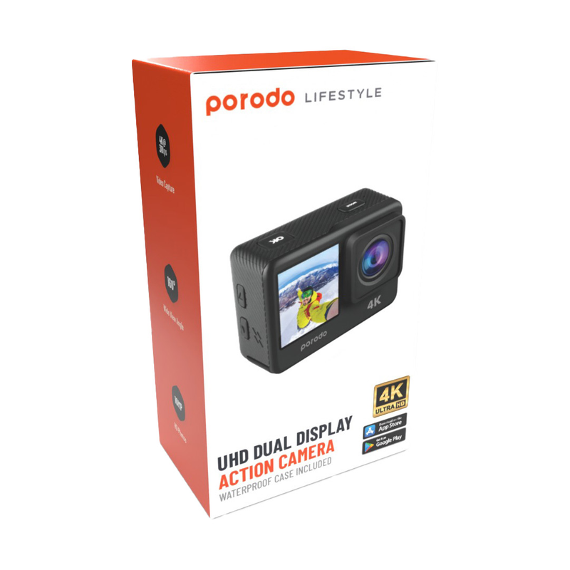 Porodo Lifestyle Waterproof 4K Action Camera 900mAh