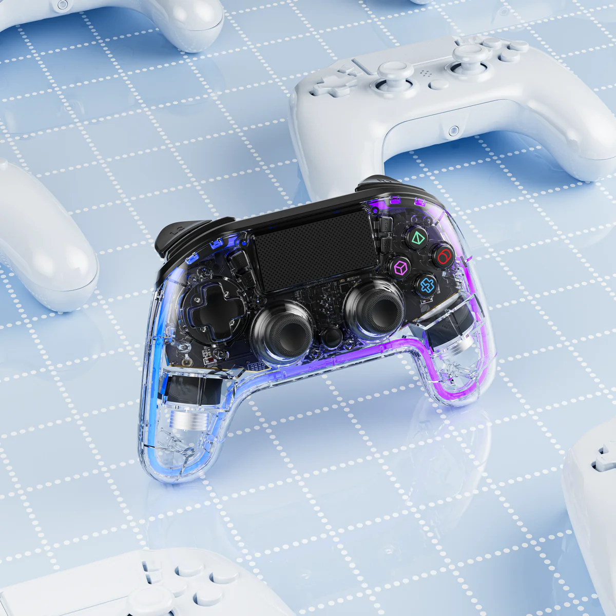 Porodo Gaming Crystal Shell PS4 Gamepad Transparent Controller - Black