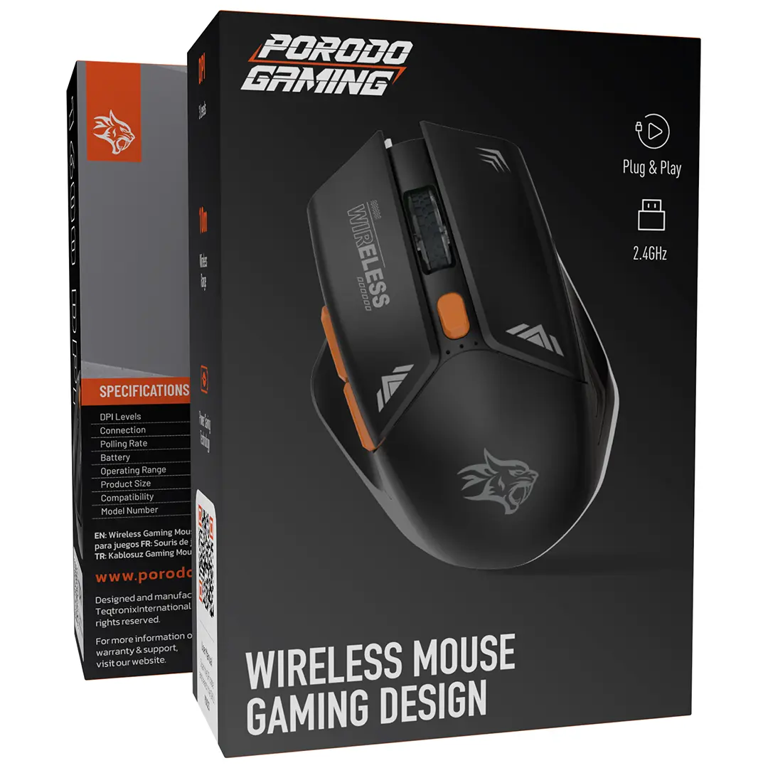 Porodo Gaming 2in1 2.4G Wireless Mouse DPI 1600