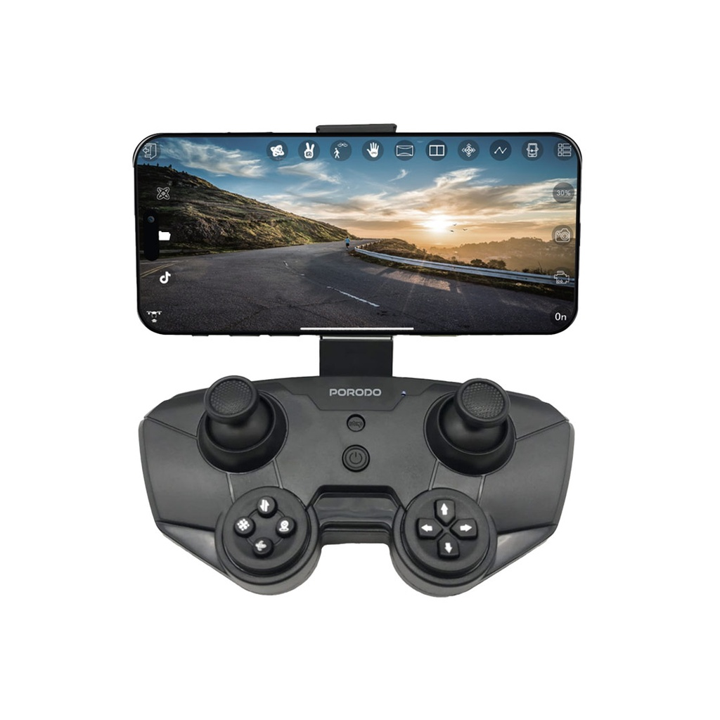 Porodo AeroSwift R/C Folding Drone With Brushless Motor and Infrared Obstacle Avoidance - Black