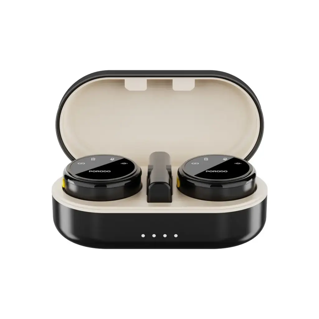 Porodo Posfessional Wireless Microphone Dual Mic with Charging  (Black)