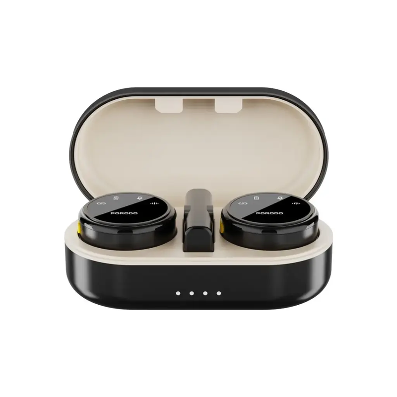 Porodo Posfessional Wireless Microphone Dual Mic with Charging  (Black)